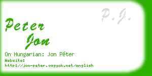 peter jon business card